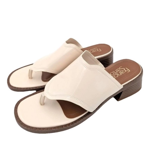 Franco Sarto Shoes - Franco Sarto Simona Stacked Heel Sandals Slip-On Vainilla.
Size US 10M